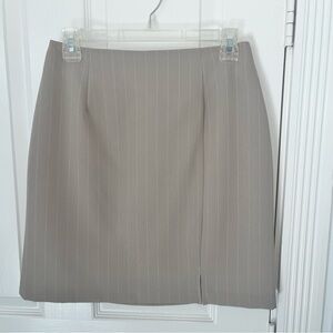 Women's Elegant Tan Pinstripe Pencil Skirt | 8